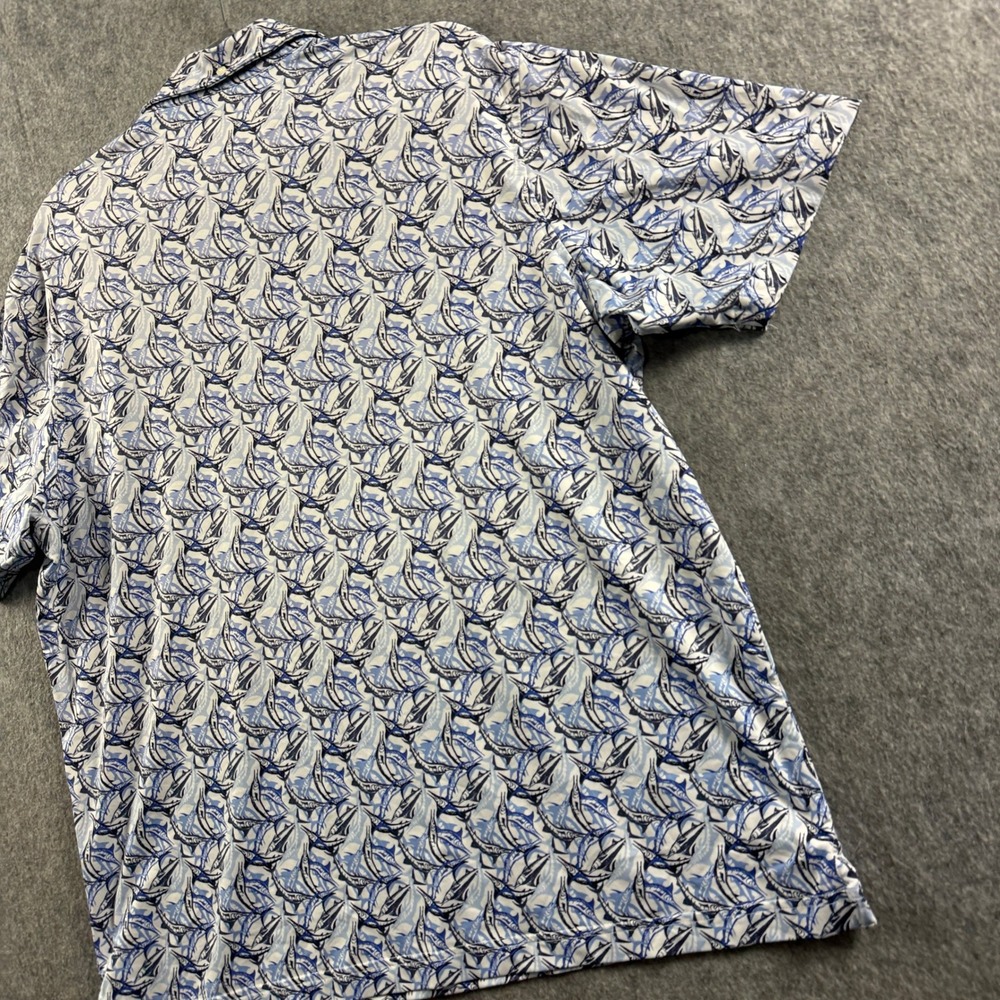 Cremieux Performance Men's L Blue White Marlin Fish Print Nautical Polo - Picture 11 of 12